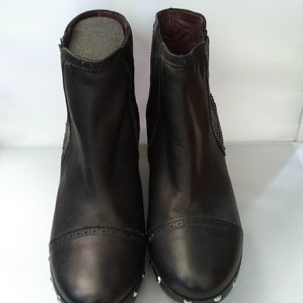 Black Leather Studded Bootie